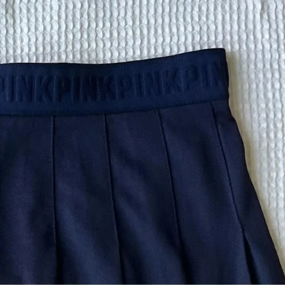 PINK Victoria's Secret Pleated Plain A-line Navy Blue Tennis Mini Skirt XS